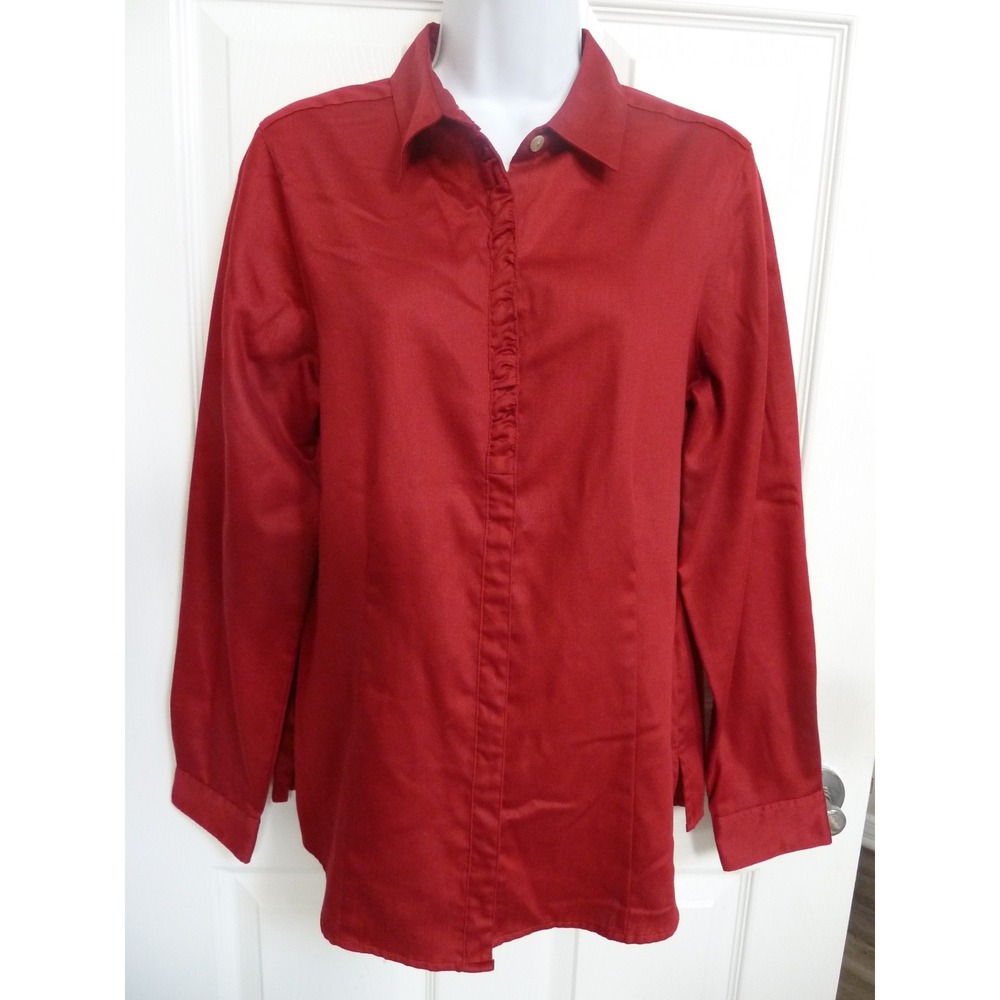 FOXCROFT Sz 10 Fitted Wrinkle Free Blouse Professional Career Office